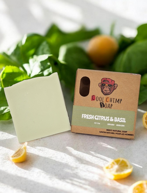 Cool Chimp Fresh Citrus & Basil soap bar — lifestyle shot
